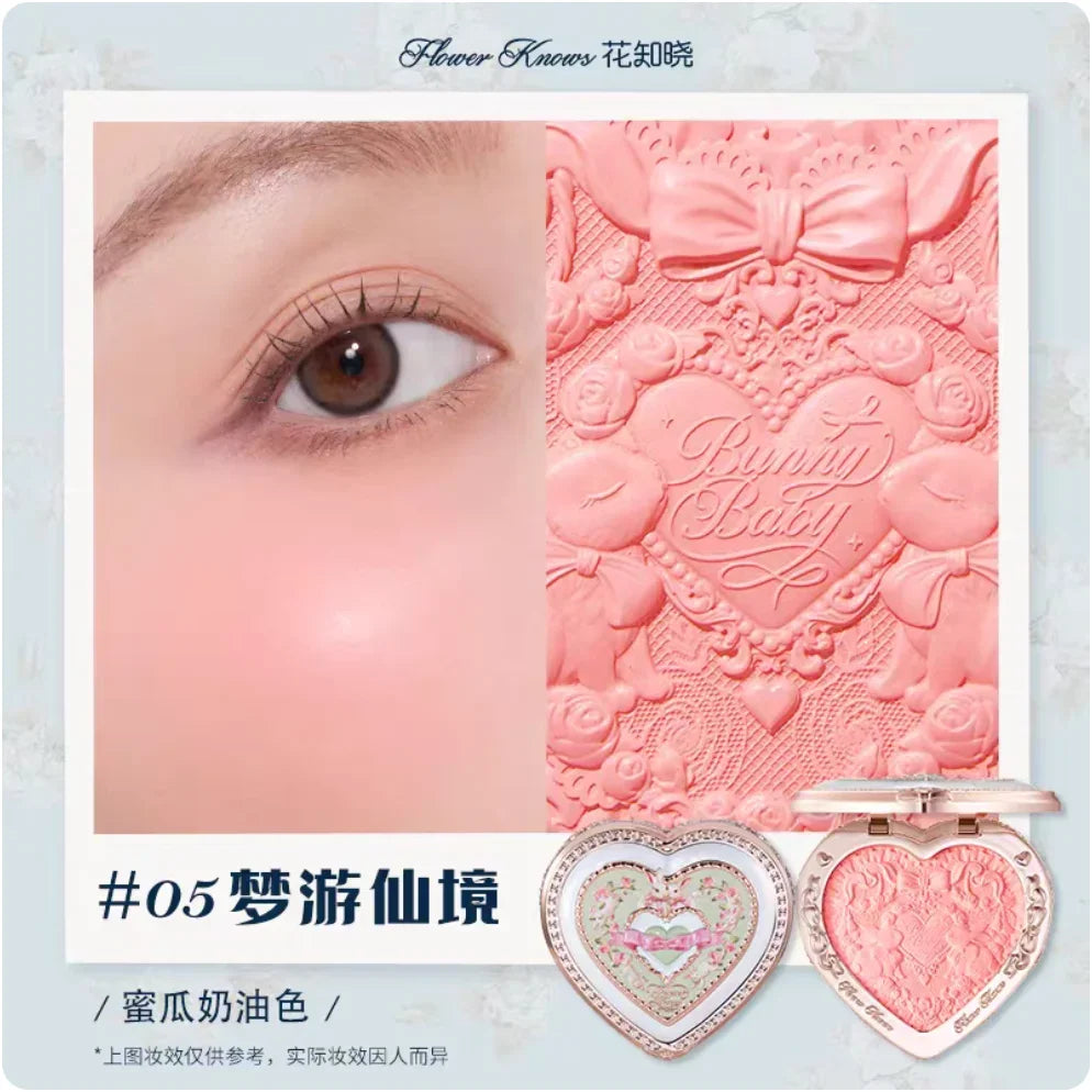 Flower Knows Little Angel Series Blush Cream Embossed Blush 6g Lasting Natural Waterproof Blush Cosmetic