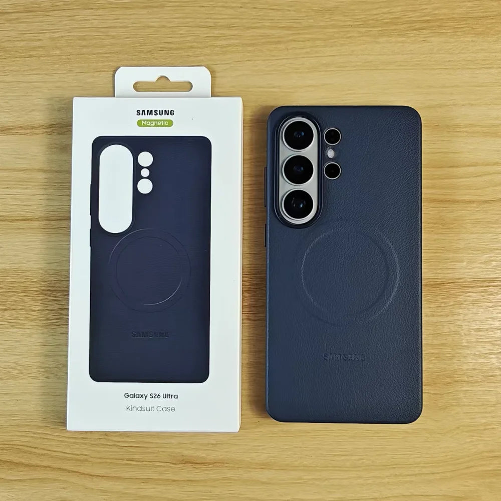Original Leather For Magsafe Shockproof Case Samsung S26 Ultra S26Plus S26+ S 26 Slim Camera Protector Wireless Charging Cover