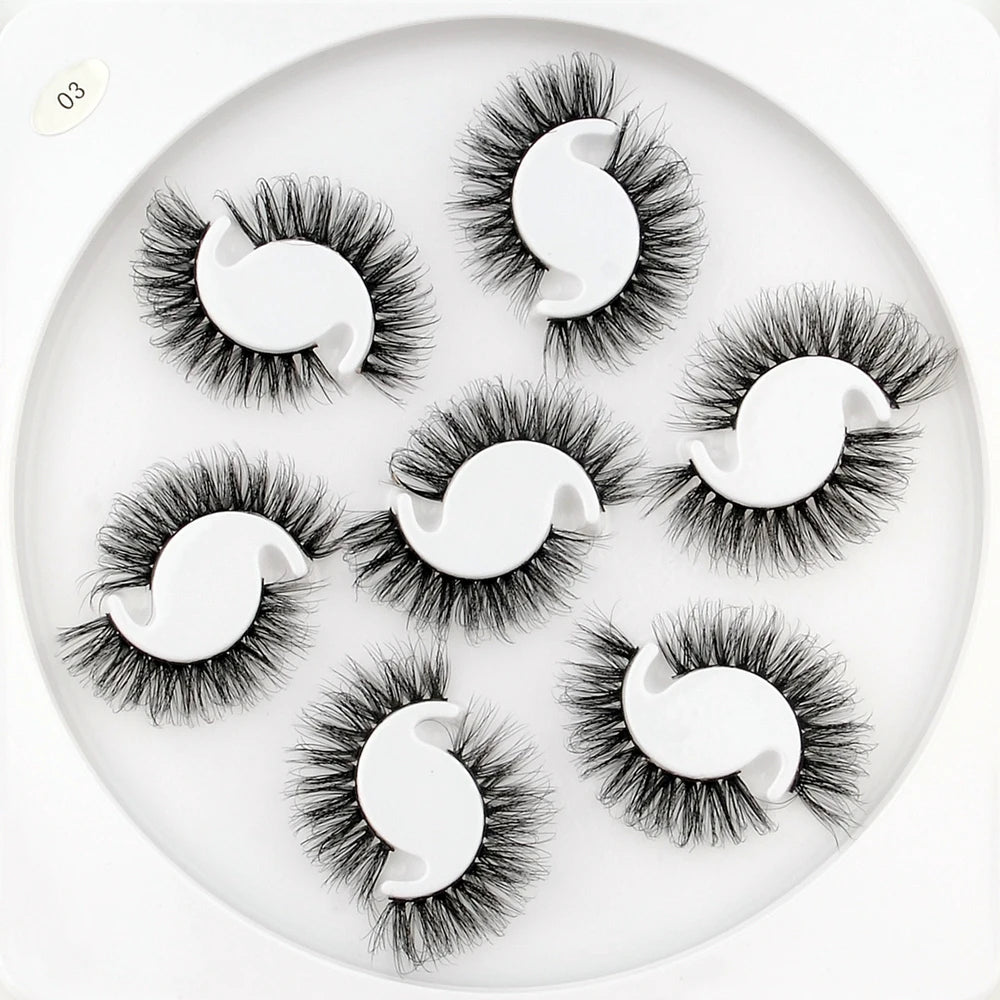 7/10 Pairs Faux Mink Strip Lashes 3D Mink Eyelashes Reusable Fluffy Make Up False Lashes extenstion