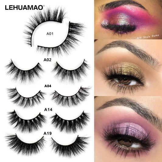 LEHUAMAO Mink Lashes 3D False Eyelashes Natural Makeup Mink Eyelash Extension Make Up Real Siberian Mink Full Strip Eyelashe A01