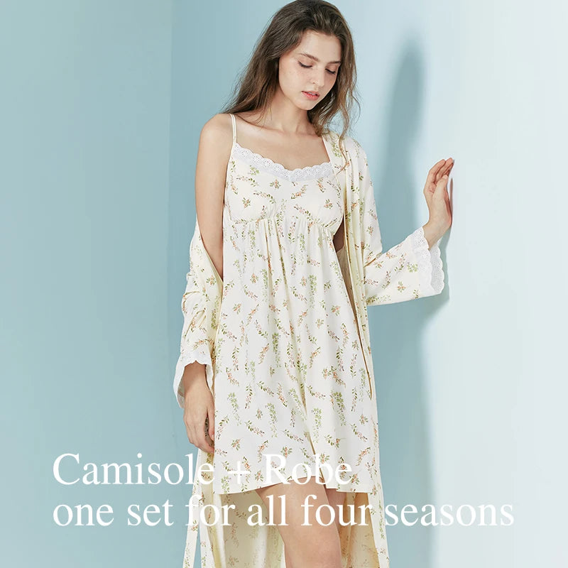 SUJIIN Women's Pajamas and Robes Casual Modal Floral Cami Dress Pajamas Sets 2026 Summer Casual Loungewear 2 Piece Set XJ017