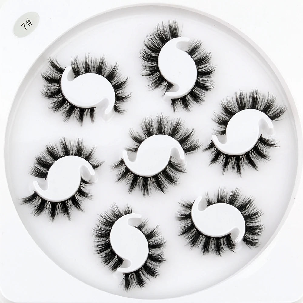 7/10 Pairs Faux Mink Strip Lashes 3D Mink Eyelashes Reusable Fluffy Make Up False Lashes extenstion
