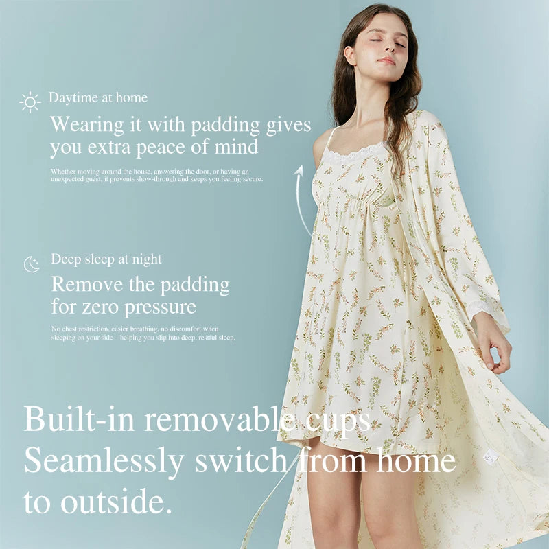 SUJIIN Women's Pajamas and Robes Casual Modal Floral Cami Dress Pajamas Sets 2026 Summer Casual Loungewear 2 Piece Set XJ017
