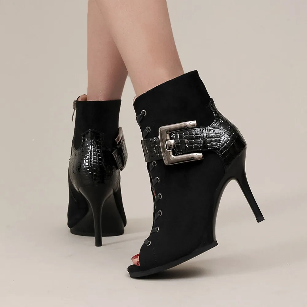 High Women Black Heels Trend Stilettos Jazz Dance Woman Shoes Latin Dancing Street Sexy Stilettos Booties Plus Size