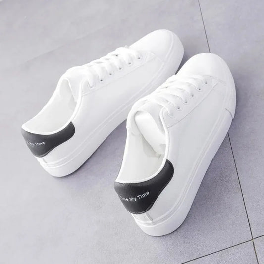 2024 New Women Sneakers Fashion Breathble Vulcanized Shoes Pu Leather Platform Shoes White Lace Up Casual Shoes Zapatos Mujer