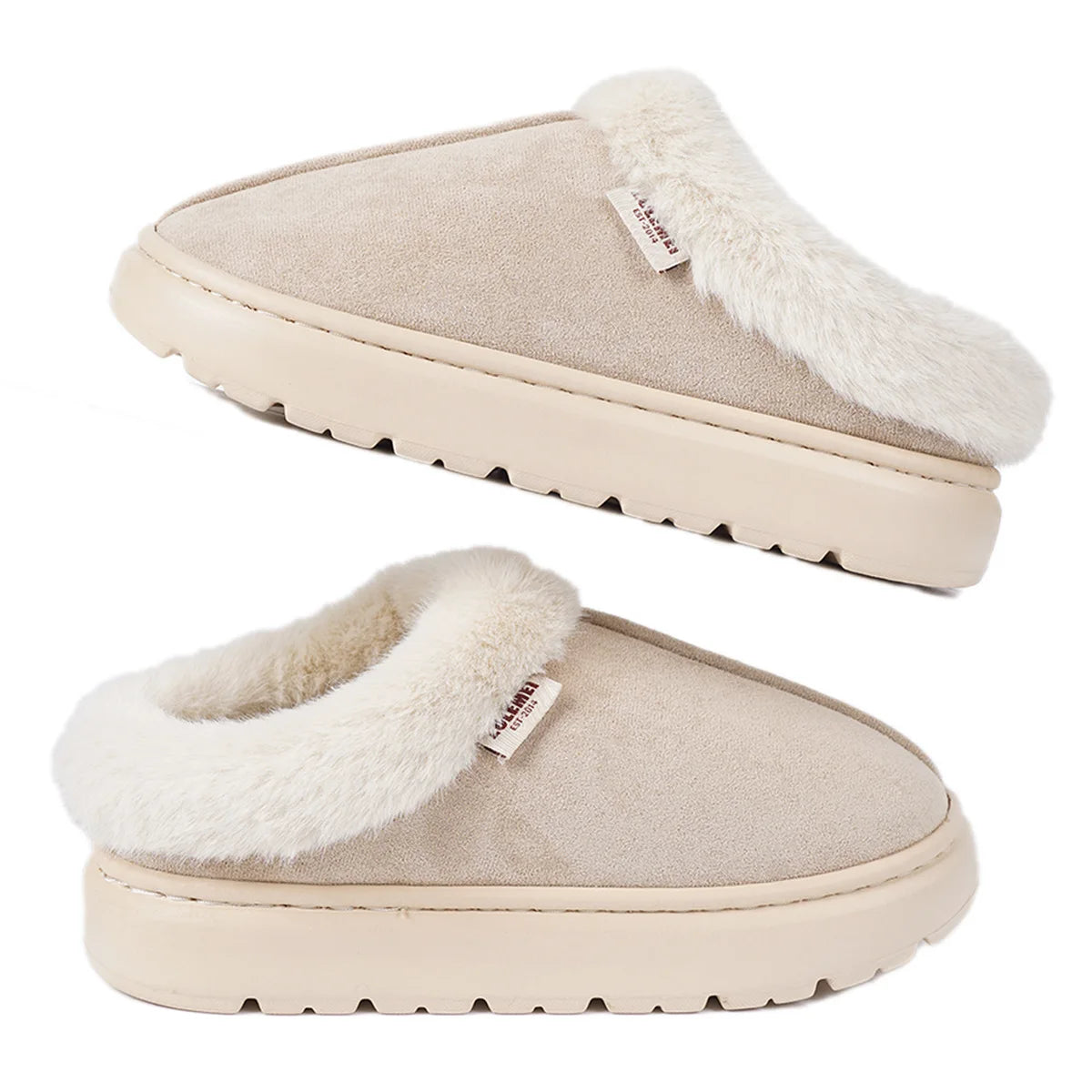 Litfun Platform Women Fluffy Slippers Winter High Quality Plush Women Cotton Shoes Ladies Fur House Slippers Warm Fuzzy Slides
