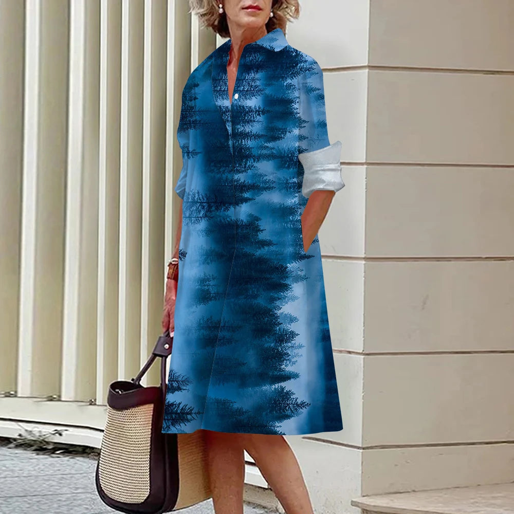 Summer New Women's Dresses Fashion Character Art Pattern Loose Large Size Casual Temperament Commuter Irregular Long Skirt Tops