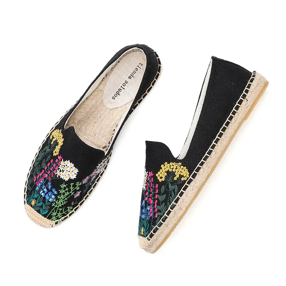 Espadrilles  Women's Casual Flats Shoes with Embroidered Hemp Flat Platform, Round Toe Spring/Autumn Comfortable