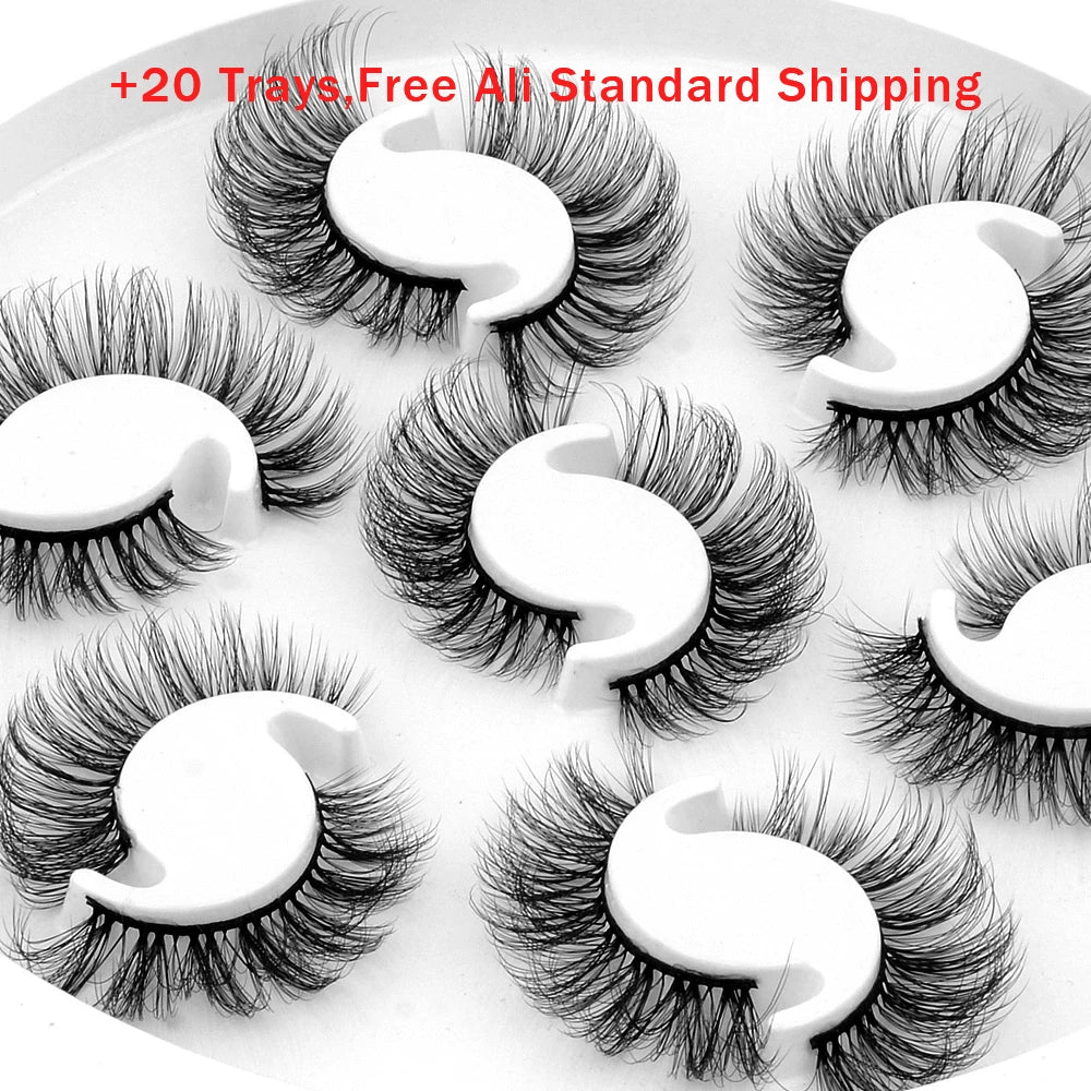 7/10 Pairs Faux Mink Strip Lashes 3D Mink Eyelashes Reusable Fluffy Make Up False Lashes extenstion
