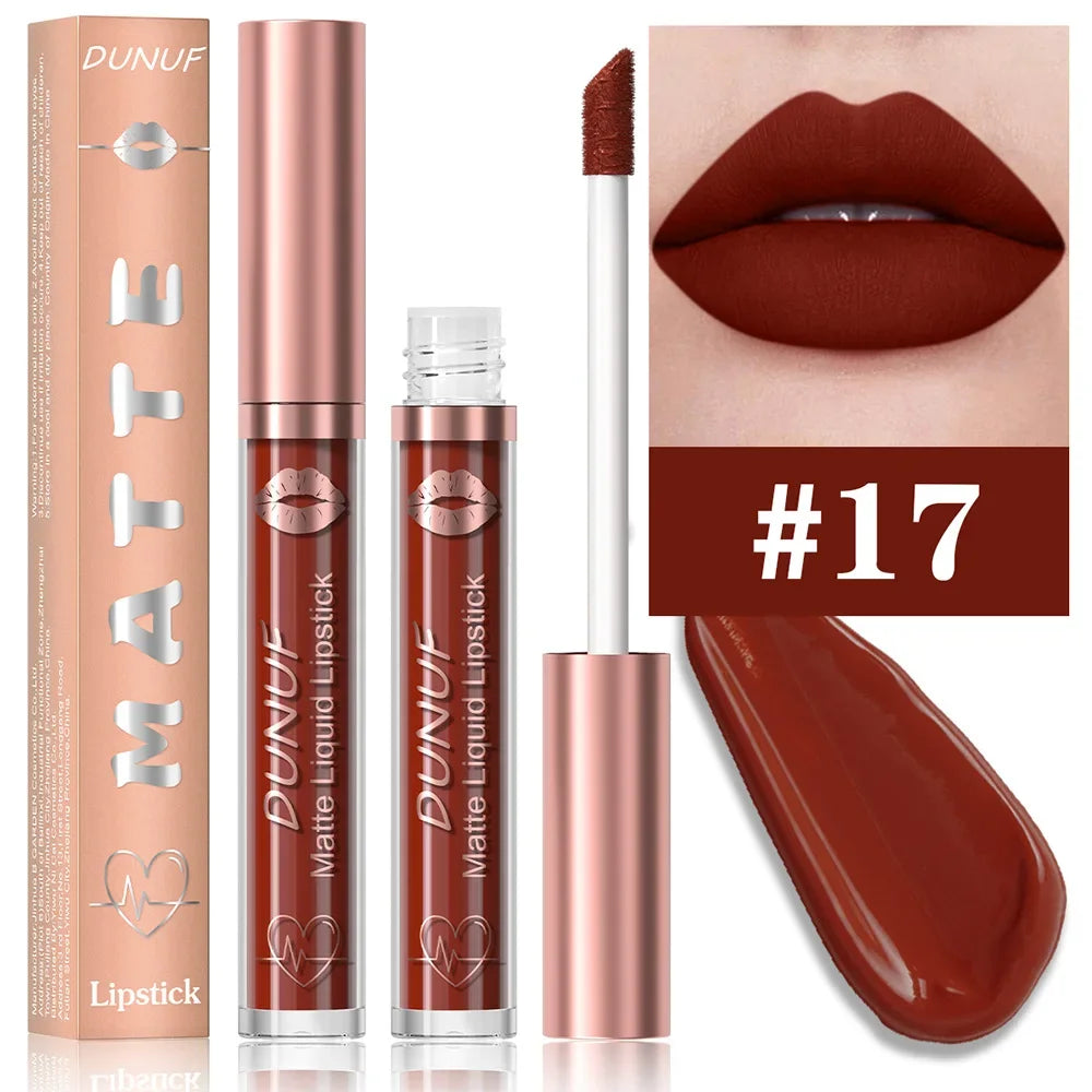 18 Color Waterproof Lip Gloss Nude Apricot Matte Liquid Lipstick Transparent Lip Oil Sexy Rose Red Velvet Matte Lipstick Make Up