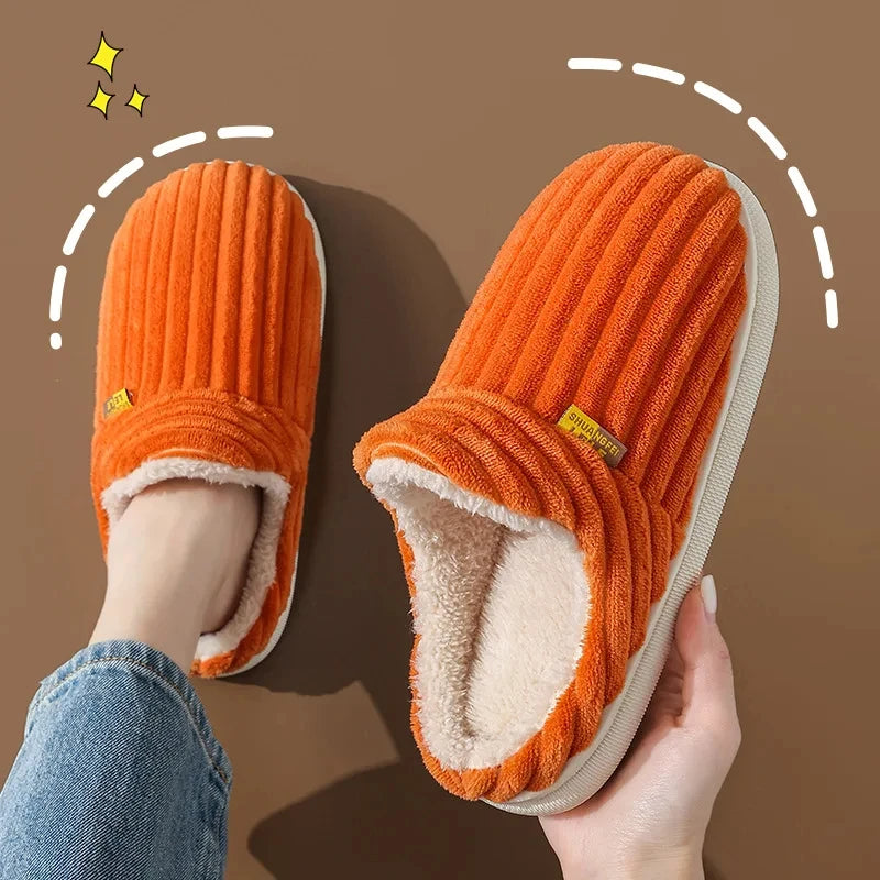 Shevalues Fashion Fur Slippers For Women Men Winter Warm ankles Cozy Furry Slides Home Indoor Soft Sole Plush Slides Cotton Shoe