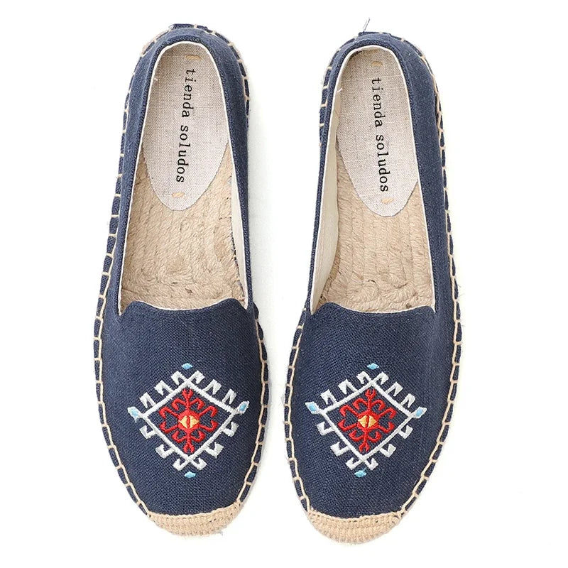 Espadrilles  Women's Casual Flats Shoes with Embroidered Hemp Flat Platform, Round Toe Spring/Autumn Comfortable