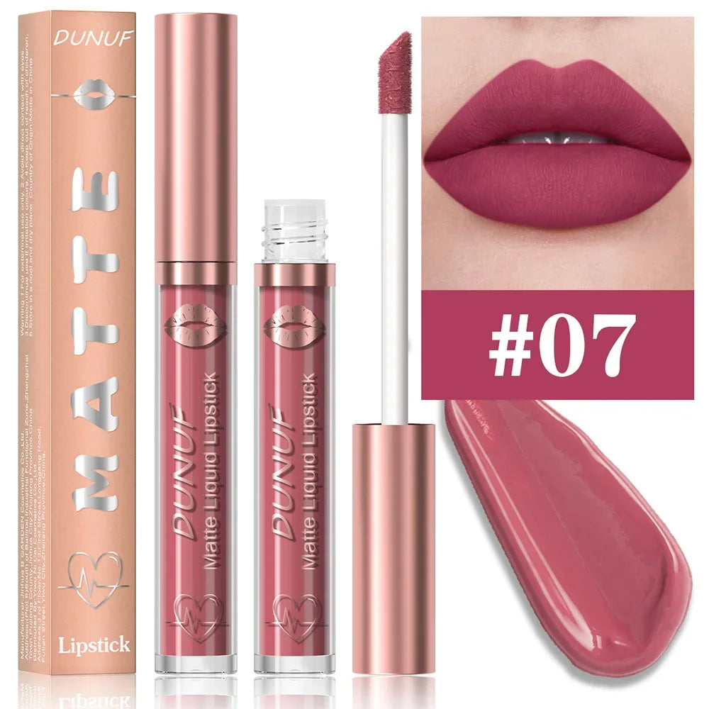 18 Color Waterproof Lip Gloss Nude Apricot Matte Liquid Lipstick Transparent Lip Oil Sexy Rose Red Velvet Matte Lipstick Make Up