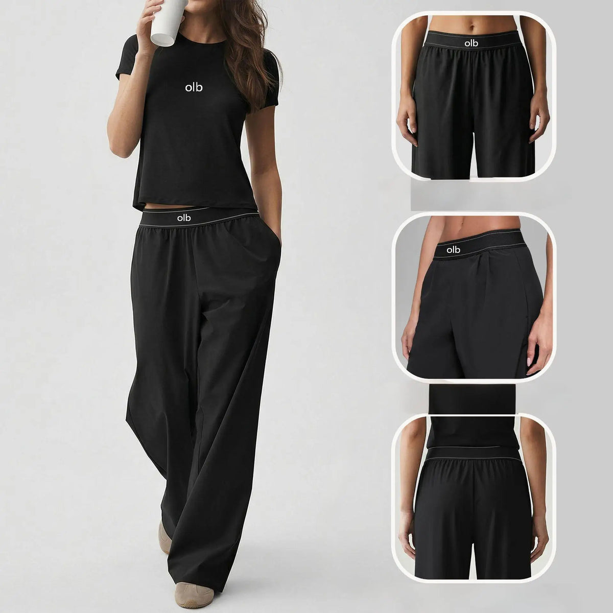 Naked yoga set, quick drying fitness pants, straight leg sports pants set, women's yoga suit, round neck short sleeved