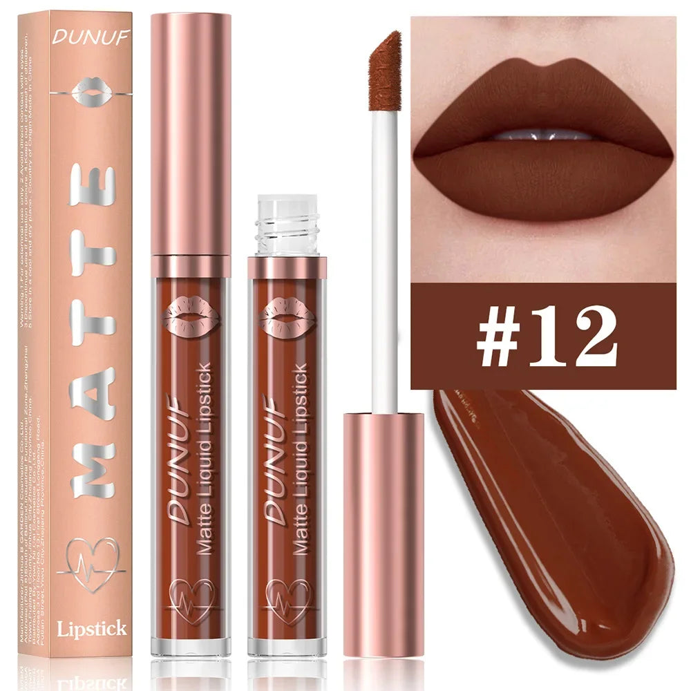 18 Color Waterproof Lip Gloss Nude Apricot Matte Liquid Lipstick Transparent Lip Oil Sexy Rose Red Velvet Matte Lipstick Make Up