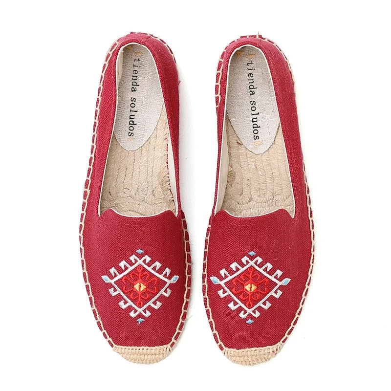 Espadrilles  Women's Casual Flats Shoes with Embroidered Hemp Flat Platform, Round Toe Spring/Autumn Comfortable