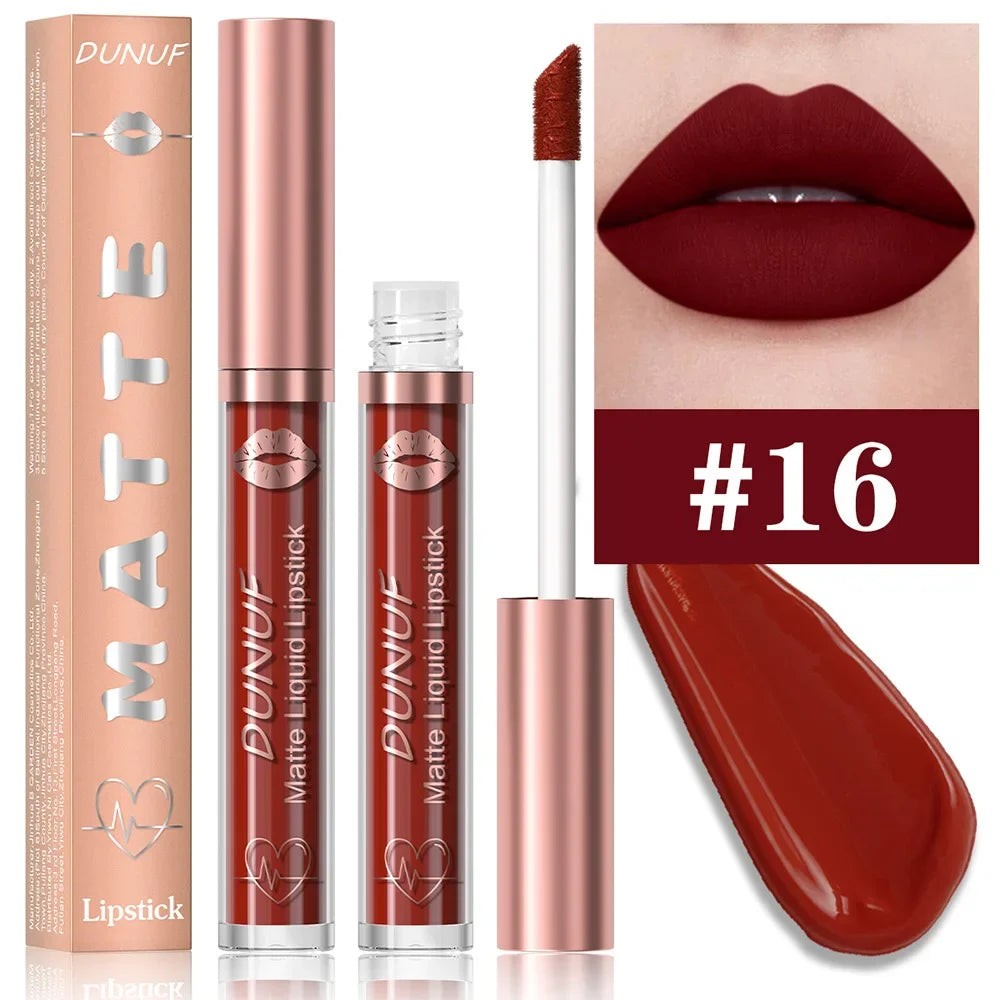 18 Color Waterproof Lip Gloss Nude Apricot Matte Liquid Lipstick Transparent Lip Oil Sexy Rose Red Velvet Matte Lipstick Make Up
