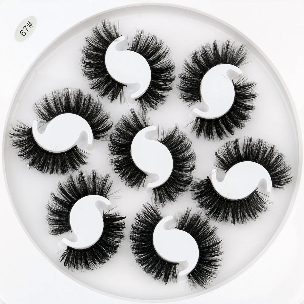 7/10 Pairs Faux Mink Strip Lashes 3D Mink Eyelashes Reusable Fluffy Make Up False Lashes extenstion
