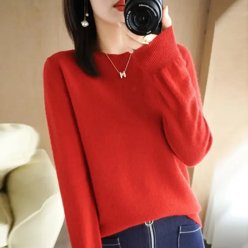 2026 Women Sweater Spring Autumn Long Sleeve O-neck Pullovers Warm Bottoming Shirts Korean Fashion Sweater Knitwear Soft Jumpers