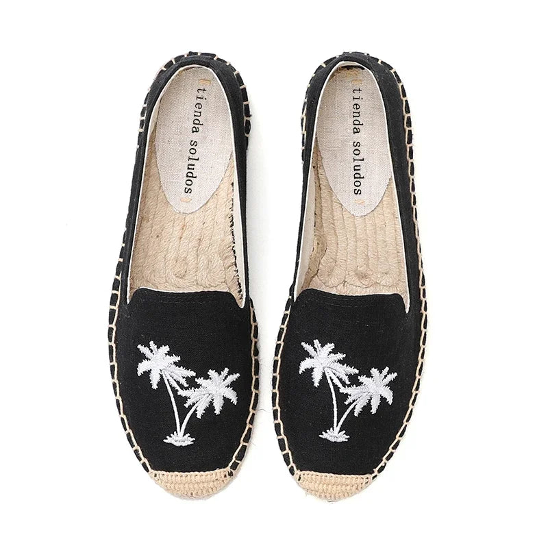 Espadrilles  Women's Casual Flats Shoes with Embroidered Hemp Flat Platform, Round Toe Spring/Autumn Comfortable