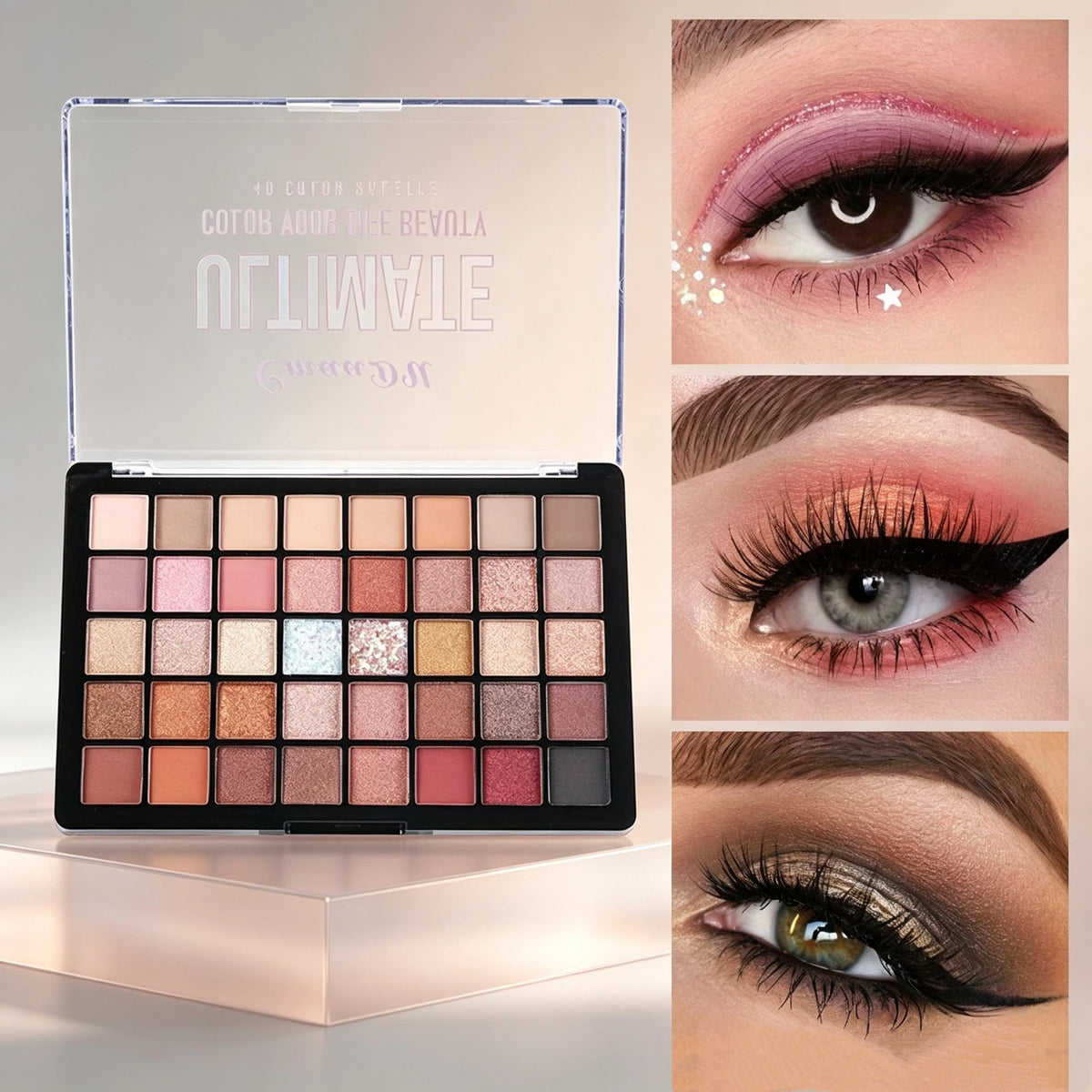 40 Color Eyeshadow Palette, Highly Pigmented Long-Lasting Blendable Earth Tone & Macaron Eye Shadow, Matte Shimmer Finishes Makeup Kit for Daily Dating Music Festival Beach Party, Gift for Women