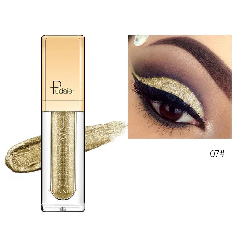 New Make Up Liquid Eyeshadow Waterproof Glitter Pigments Purple Gold Metalic Women Beauty Gel Eye Shadow Cream 18 Colors Makeup