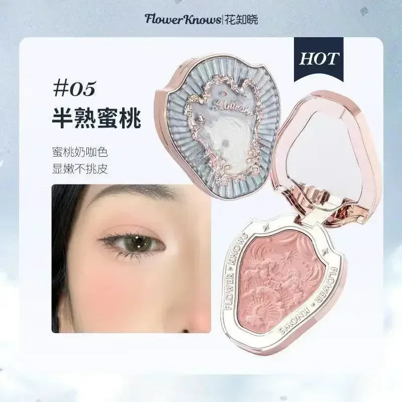 Flower Knows Little Angel Series Blush Cream Embossed Blush 6g Lasting Natural Waterproof Blush Cosmetic