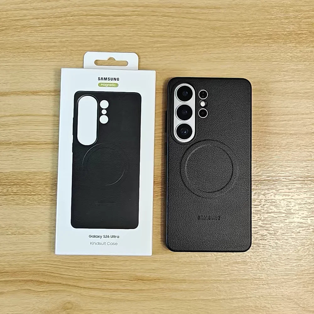 Original Leather For Magsafe Shockproof Case Samsung S26 Ultra S26Plus S26+ S 26 Slim Camera Protector Wireless Charging Cover