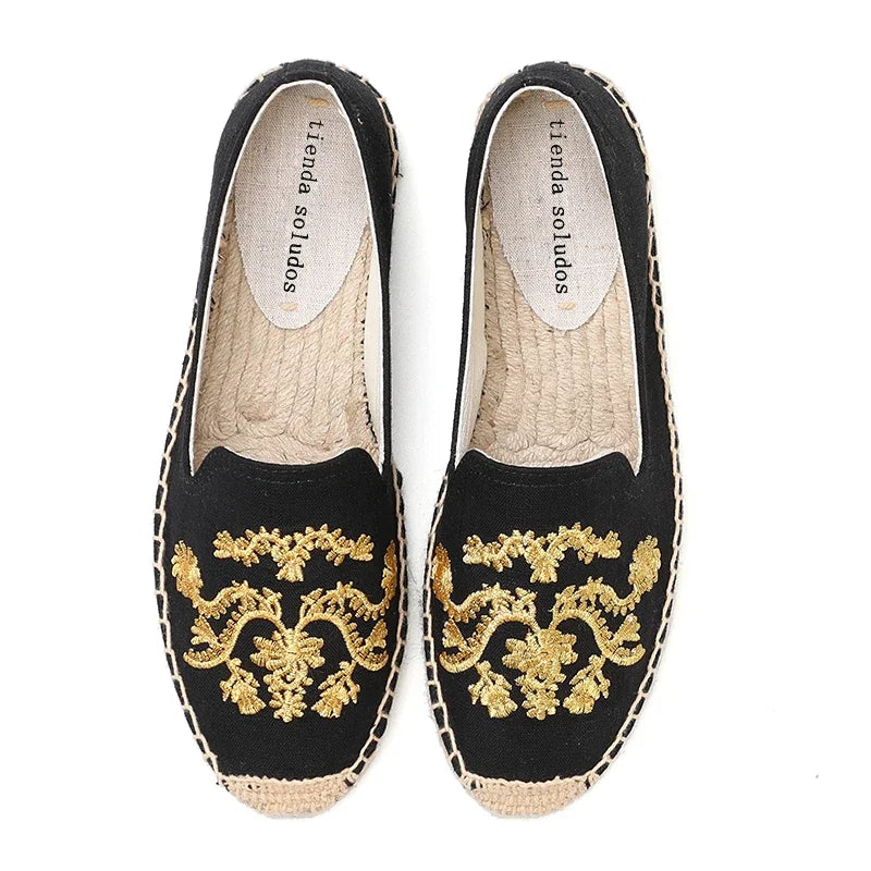 Espadrilles  Women's Casual Flats Shoes with Embroidered Hemp Flat Platform, Round Toe Spring/Autumn Comfortable