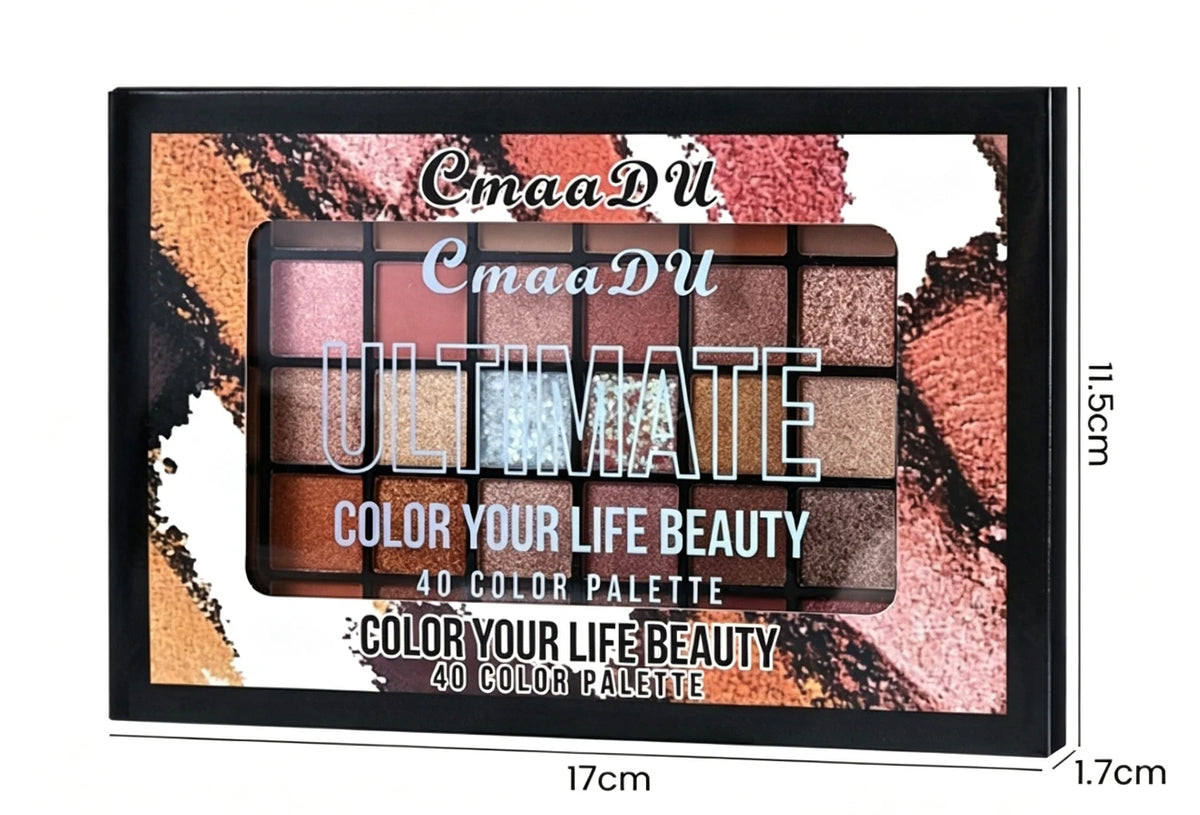 40 Color Eyeshadow Palette, Highly Pigmented Long-Lasting Blendable Earth Tone & Macaron Eye Shadow, Matte Shimmer Finishes Makeup Kit for Daily Dating Music Festival Beach Party, Gift for Women