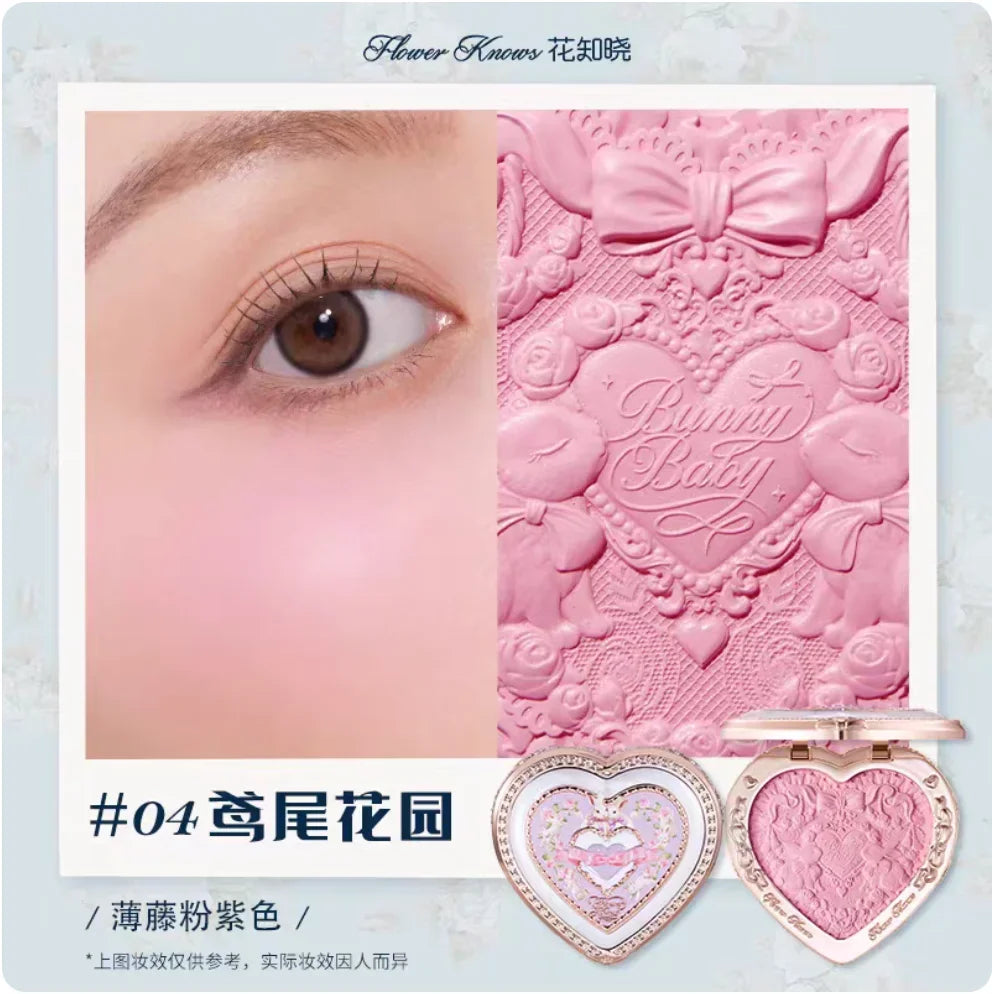 Flower Knows Little Angel Series Blush Cream Embossed Blush 6g Lasting Natural Waterproof Blush Cosmetic