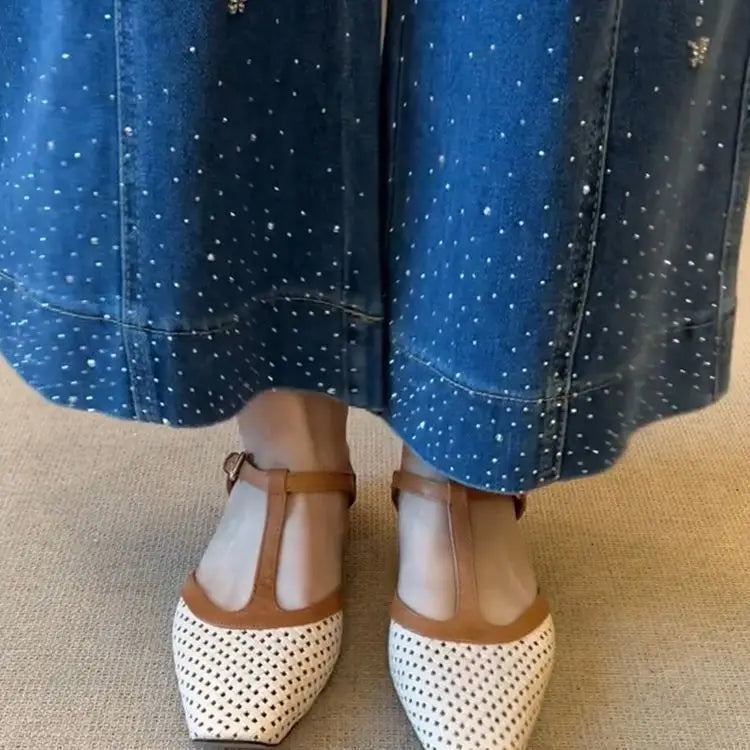 Women Mid Heels Slippers Fashion Square Toe Mules Shoes Heeled Sandals  Slingback Flip Flops New Pumps Dress Mujer Zapatos
