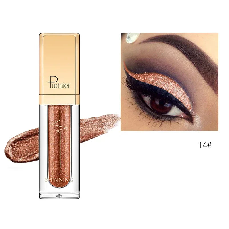 New Make Up Liquid Eyeshadow Waterproof Glitter Pigments Purple Gold Metalic Women Beauty Gel Eye Shadow Cream 18 Colors Makeup