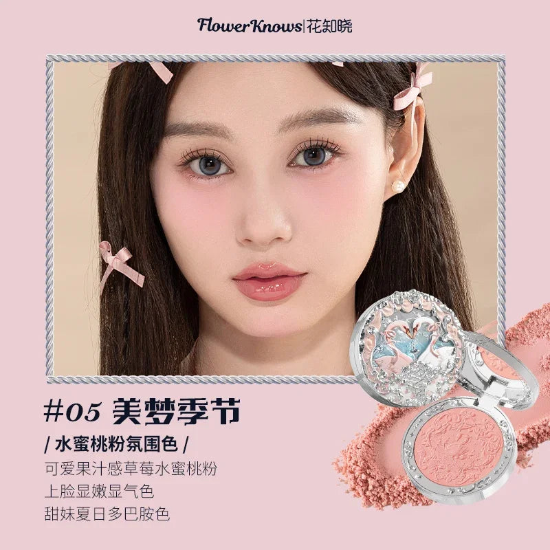 Flower Knows Little Angel Series Blush Cream Embossed Blush 6g Lasting Natural Waterproof Blush Cosmetic