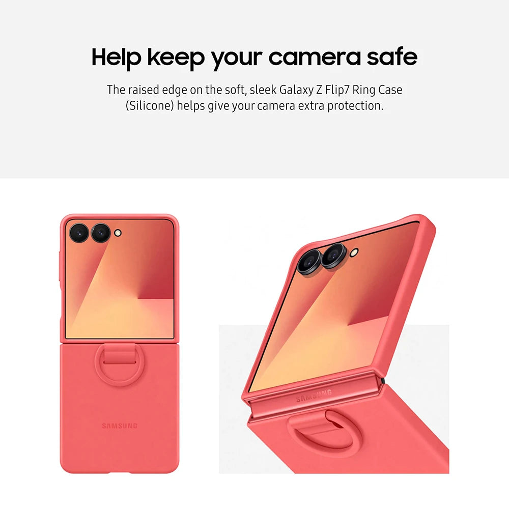 Original for Samsung Galaxy Z Flip7 Silicone Ring Case Galaxy  Z Flip 7 (Silicone) Protective Cover with Built-in Ring
