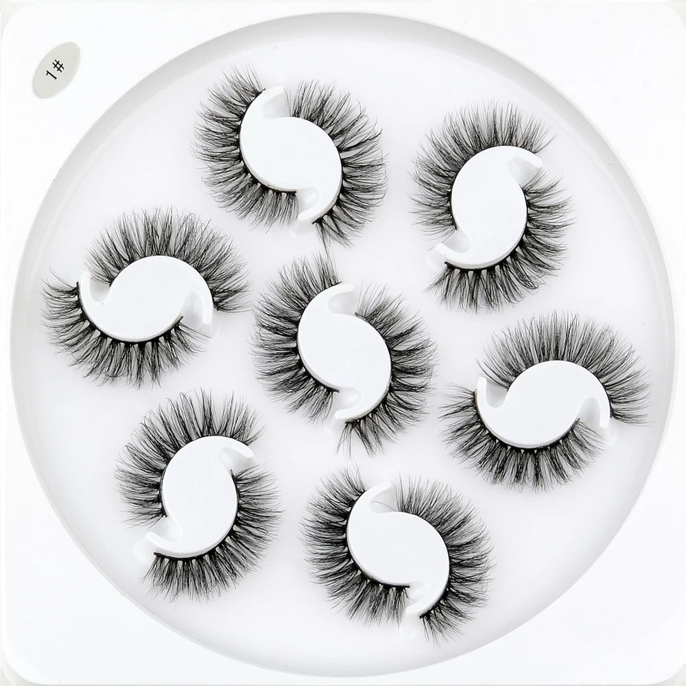 7/10 Pairs Faux Mink Strip Lashes 3D Mink Eyelashes Reusable Fluffy Make Up False Lashes extenstion