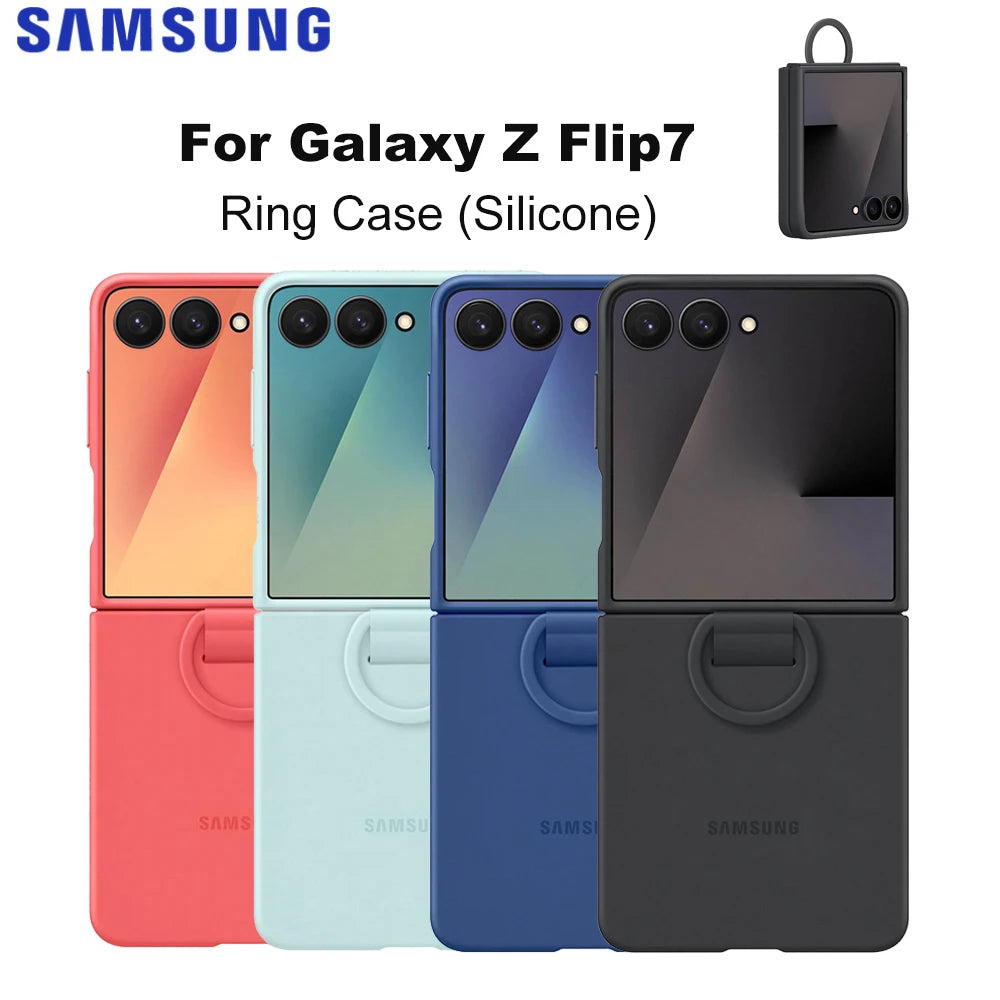 Original for Samsung Galaxy Z Flip7 Silicone Ring Case Galaxy  Z Flip 7 (Silicone) Protective Cover with Built-in Ring