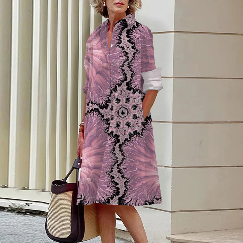Summer New Women's Dresses Fashion Character Art Pattern Loose Large Size Casual Temperament Commuter Irregular Long Skirt Tops