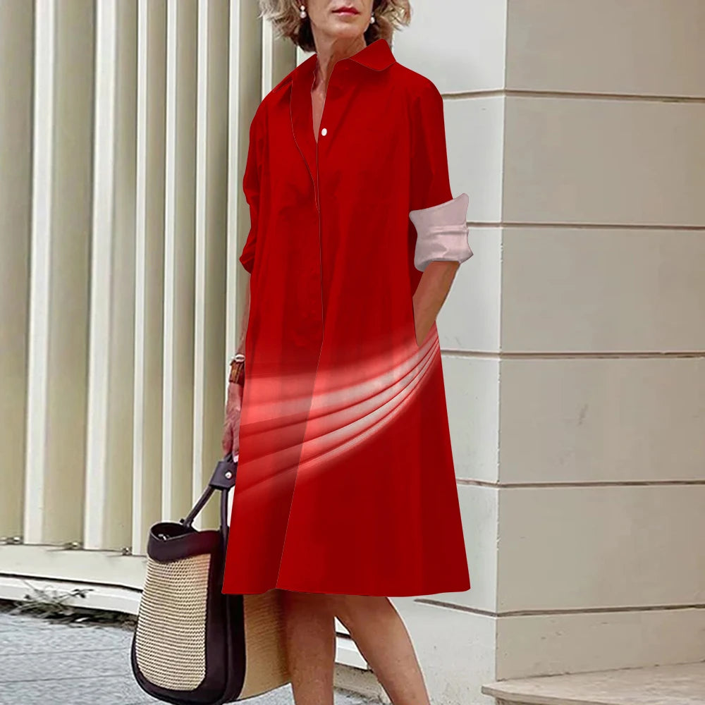 Summer New Women's Dresses Fashion Character Art Pattern Loose Large Size Casual Temperament Commuter Irregular Long Skirt Tops