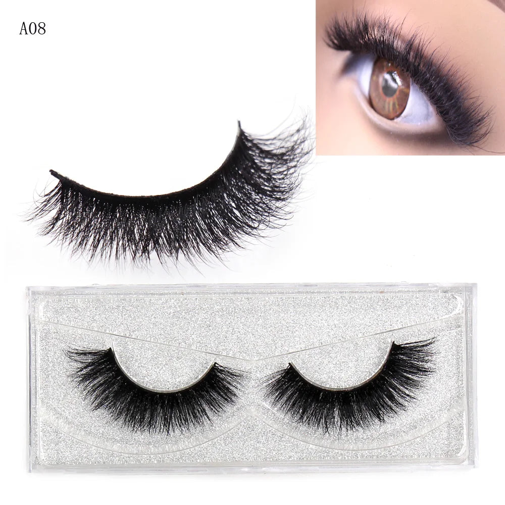 LEHUAMAO Mink Lashes 3D False Eyelashes Natural Makeup Mink Eyelash Extension Make Up Real Siberian Mink Full Strip Eyelashe A01