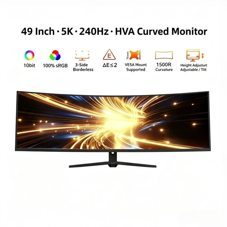 49-Inch curved hairtail screen  computer monitor HVA split-screen quick response screen 32:9 stock trading