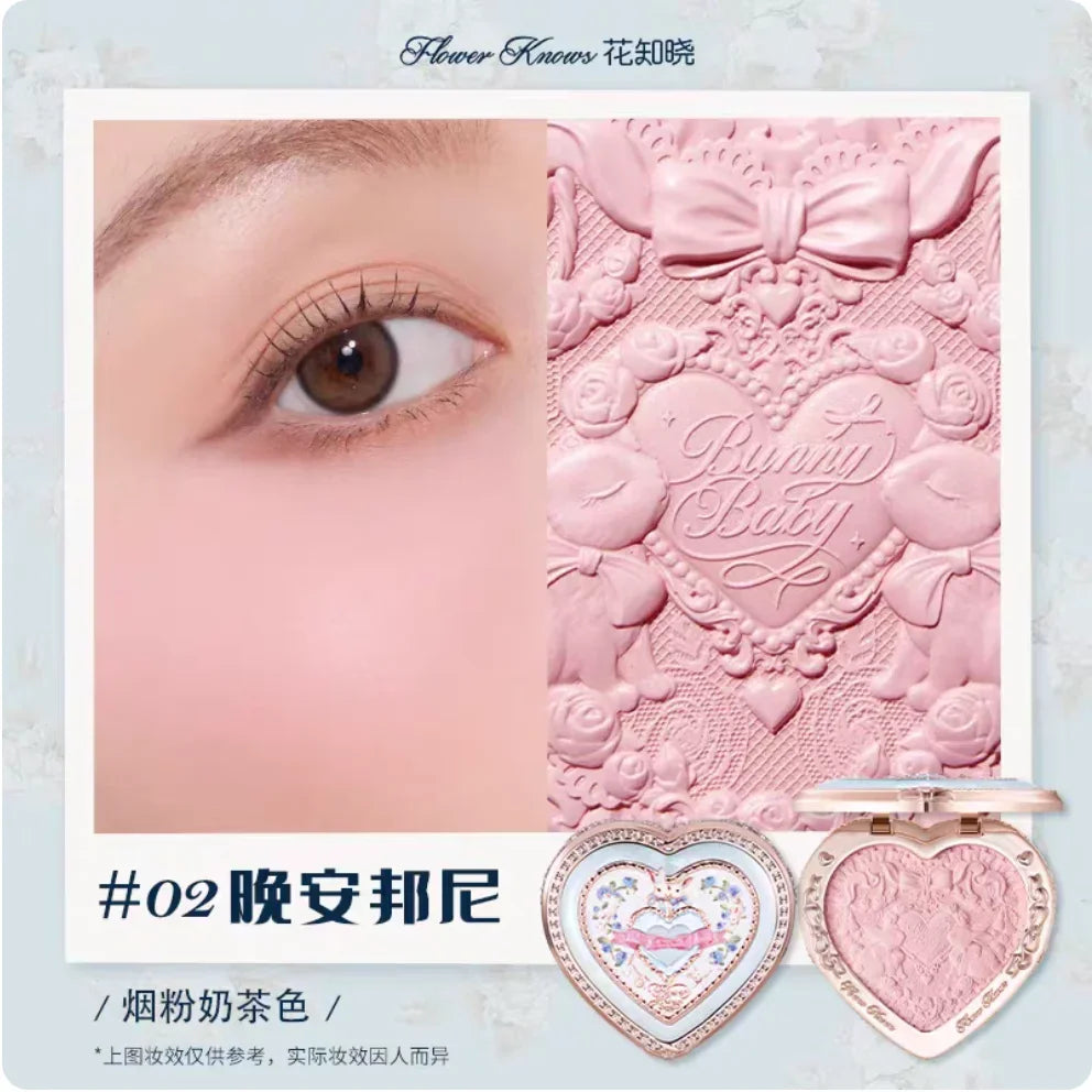 Flower Knows Little Angel Series Blush Cream Embossed Blush 6g Lasting Natural Waterproof Blush Cosmetic