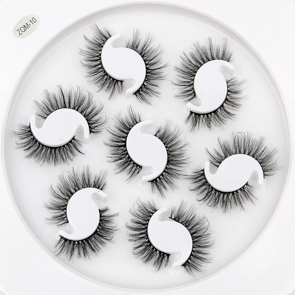 7/10 Pairs Faux Mink Strip Lashes 3D Mink Eyelashes Reusable Fluffy Make Up False Lashes extenstion