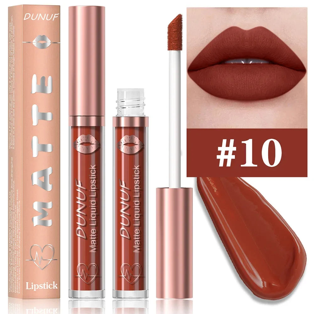 18 Color Waterproof Lip Gloss Nude Apricot Matte Liquid Lipstick Transparent Lip Oil Sexy Rose Red Velvet Matte Lipstick Make Up