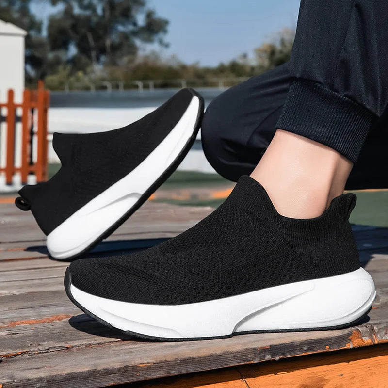 Breathable sports shoes for men and women in summer new mesh walking shoes leisure socks soft-soled comfortable running shoes 45
