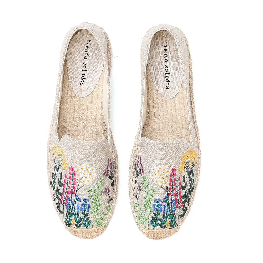 Espadrilles  Women's Casual Flats Shoes with Embroidered Hemp Flat Platform, Round Toe Spring/Autumn Comfortable