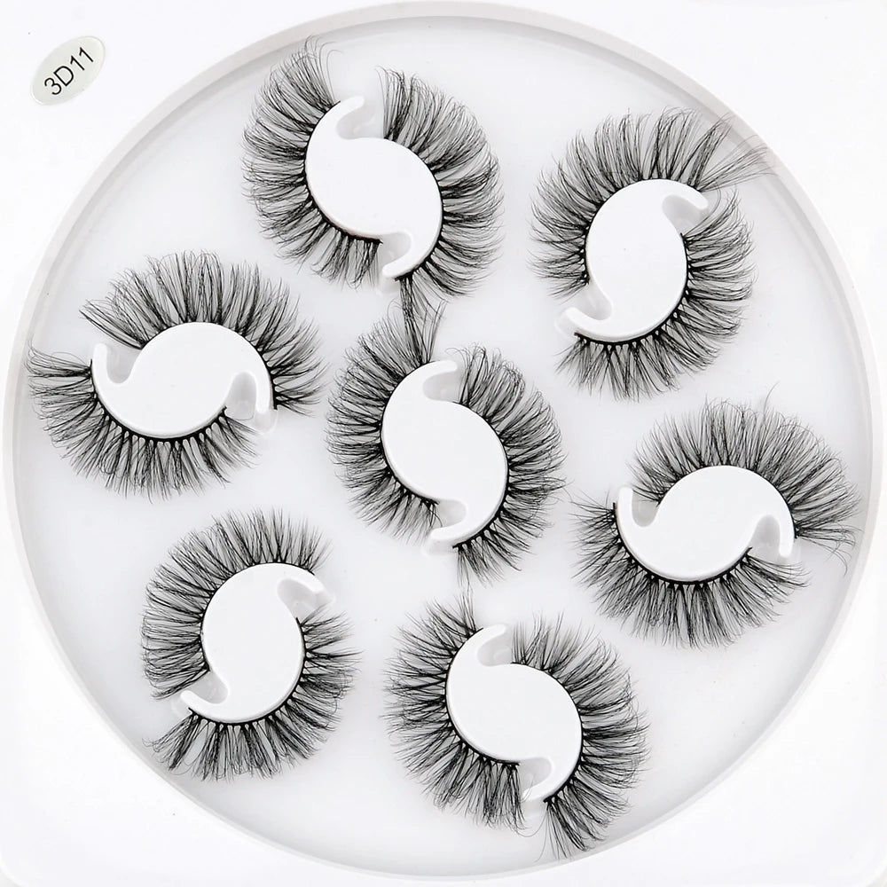 7/10 Pairs Faux Mink Strip Lashes 3D Mink Eyelashes Reusable Fluffy Make Up False Lashes extenstion