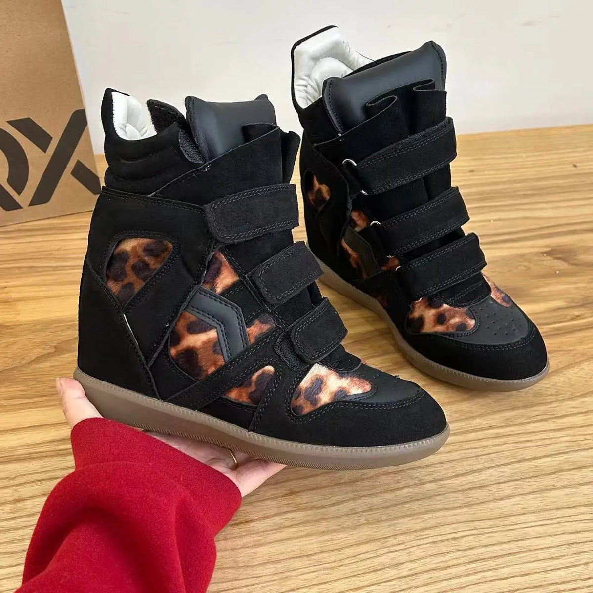 Women's Ankle Boots New 2026 Genuine Leather High Platform Sneakers Fashionable 8CM Wedge Heels Snow Boots Design Women Shoes