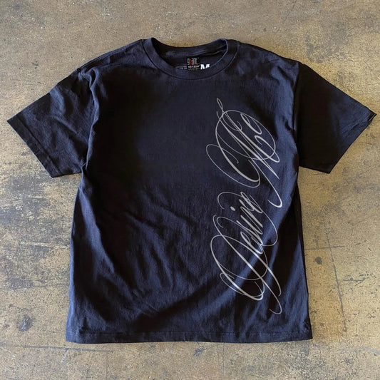 Personalized Side Abstract Letter Printed T-shirt Summer Fashion Men's and Women's Top Casual Daily Personalized Wearing