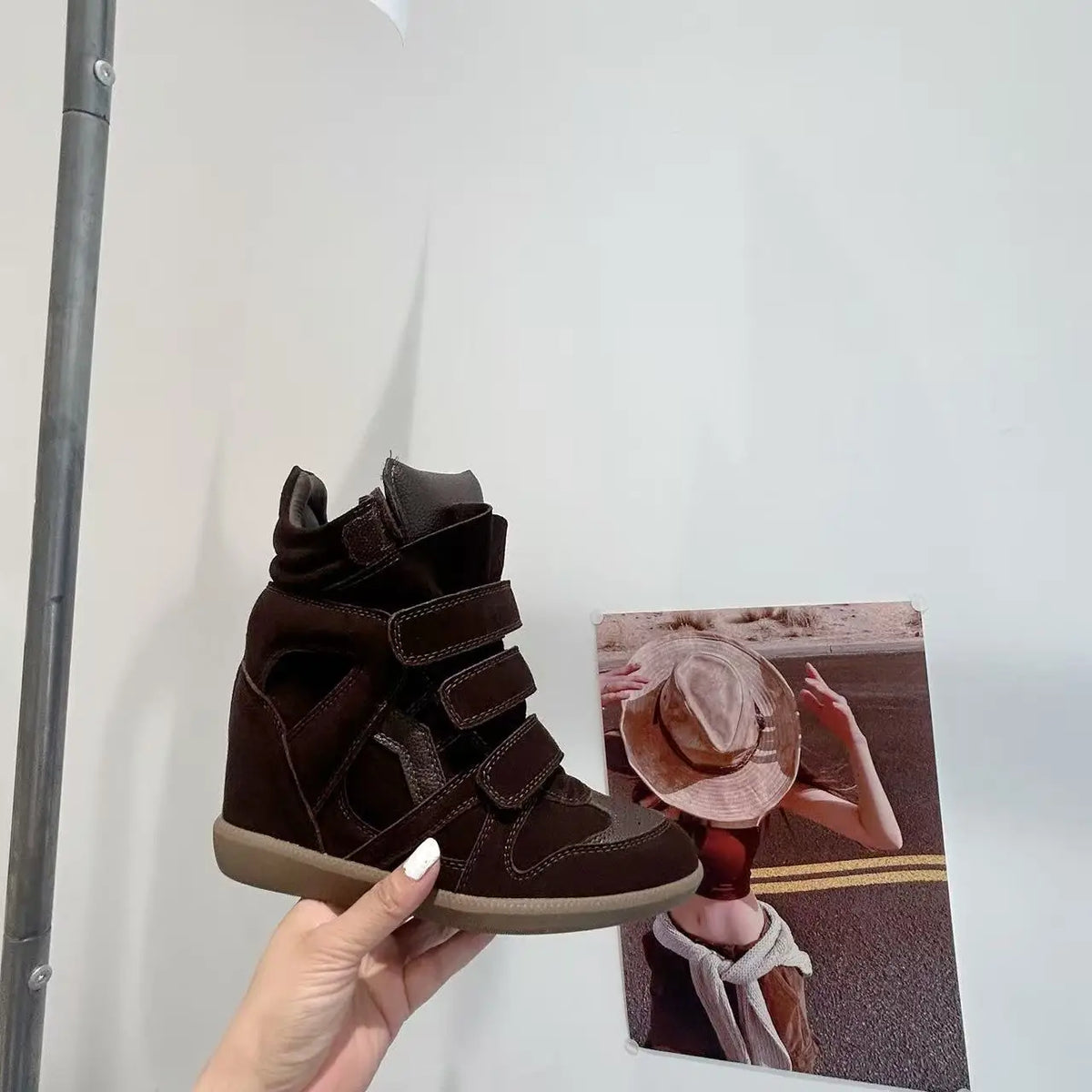 Women's Ankle Boots New 2026 Genuine Leather High Platform Sneakers Fashionable 8CM Wedge Heels Snow Boots Design Women Shoes